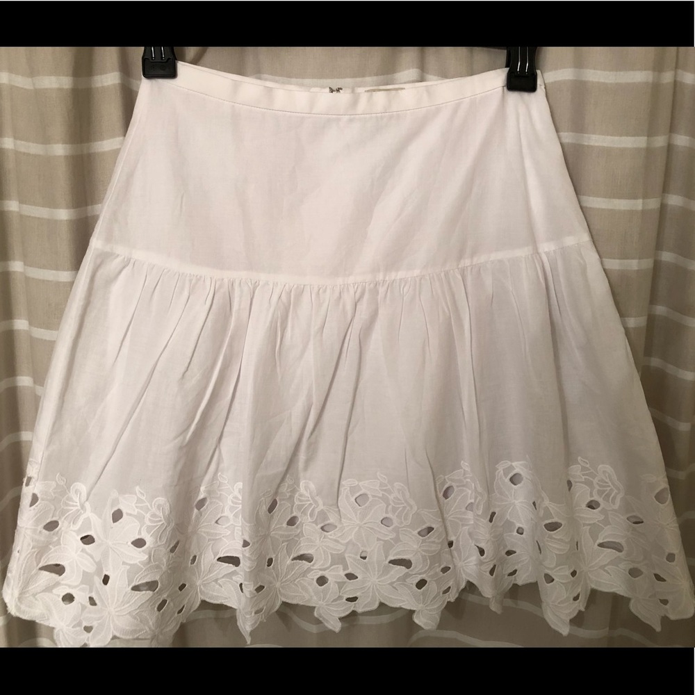 J Crew White Floral Beach Skirt